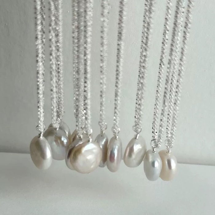 Glitter munt barokke parel hanger ketting