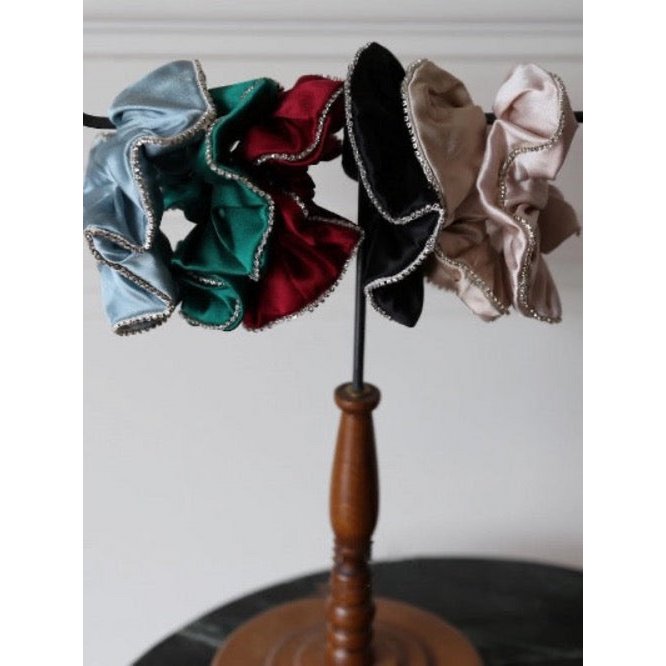 100% zijde oogverblindende haarscrunchie - 19 mm - diamantversiering