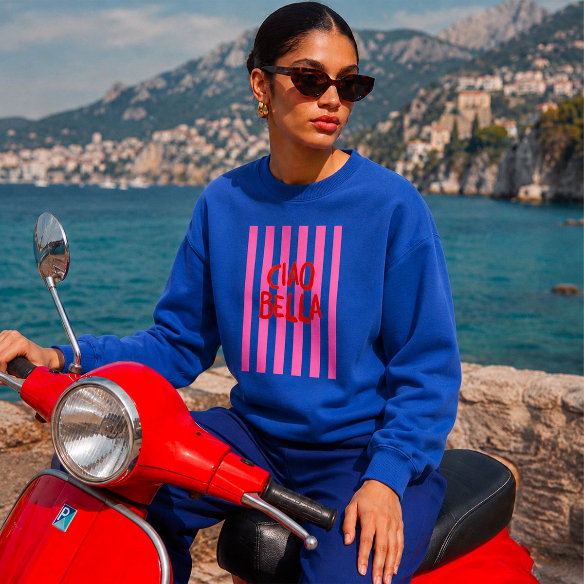 Sweat blauw Hallo Bella