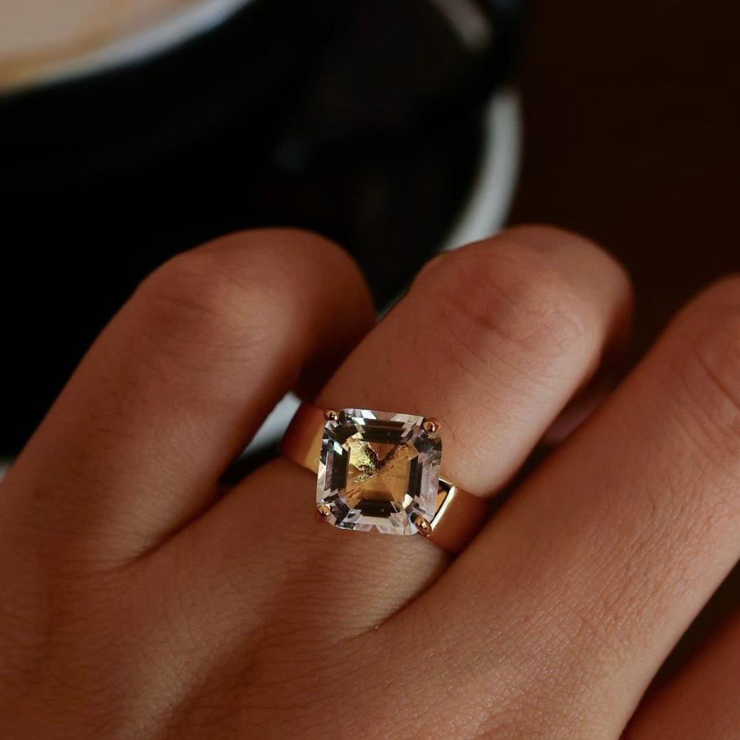 Cocktailring van prinses geslepen kwarts