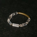 Clear Quartz Square Bar armband met bronzen charme
