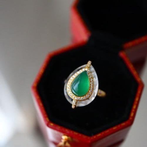 Vorstelijke groene Onyx traanring