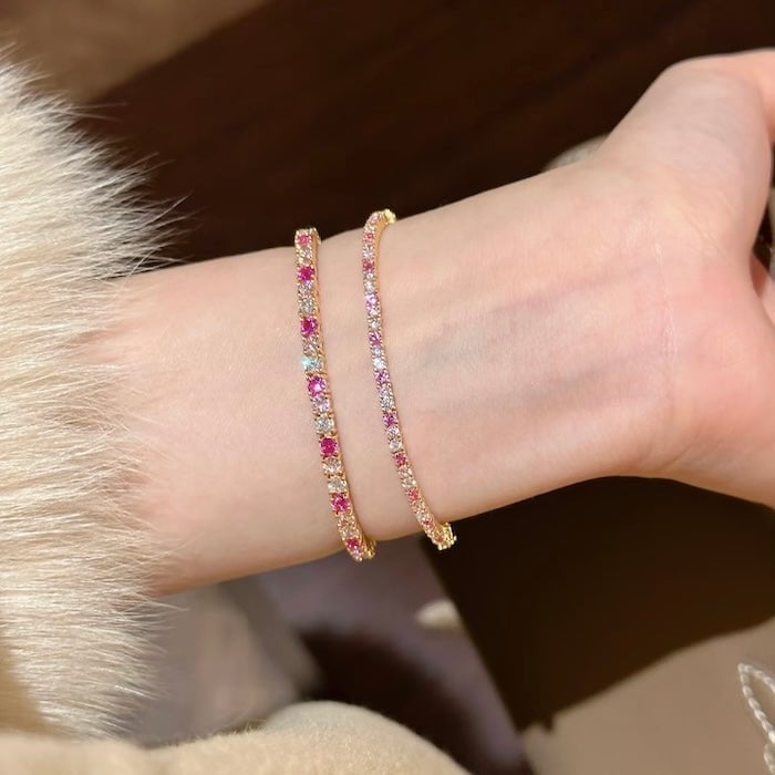 Oogverblindende roze Ombré-tennisarmband