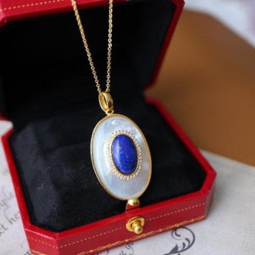 Heirloom Lapis Lazuli & Parelmoer hanger ketting