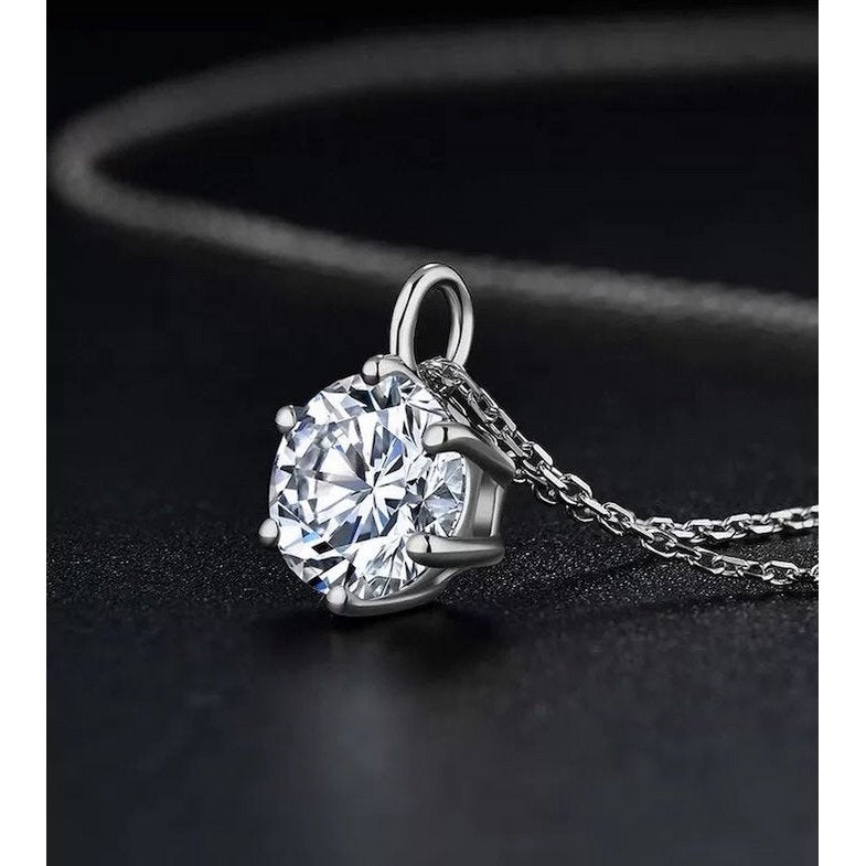 Klassieke 6-klauw Solitaire Moissanite hanger ketting