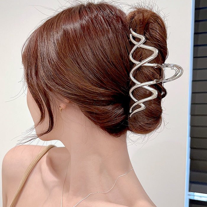 Sculpturale dubbele golf grote klauw haarclip