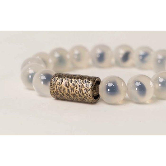 Snoep Agaat kralenarmband met bronzen bedel