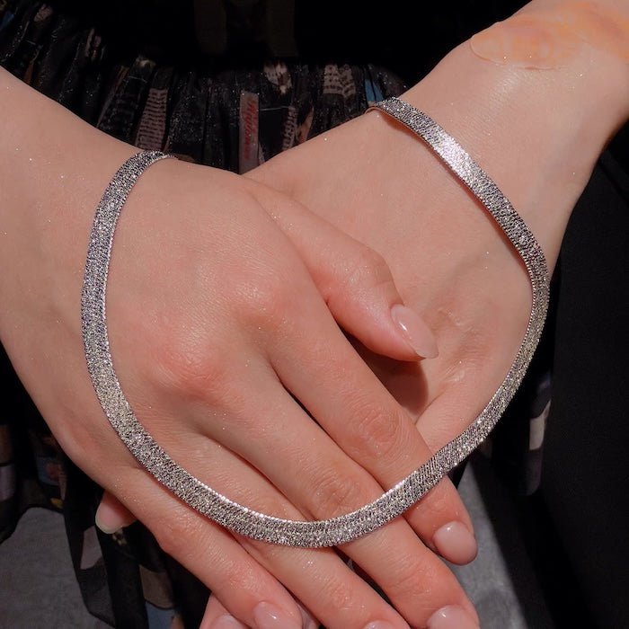 Ultra glanzende gelaagde ketting met visgraatmotief
