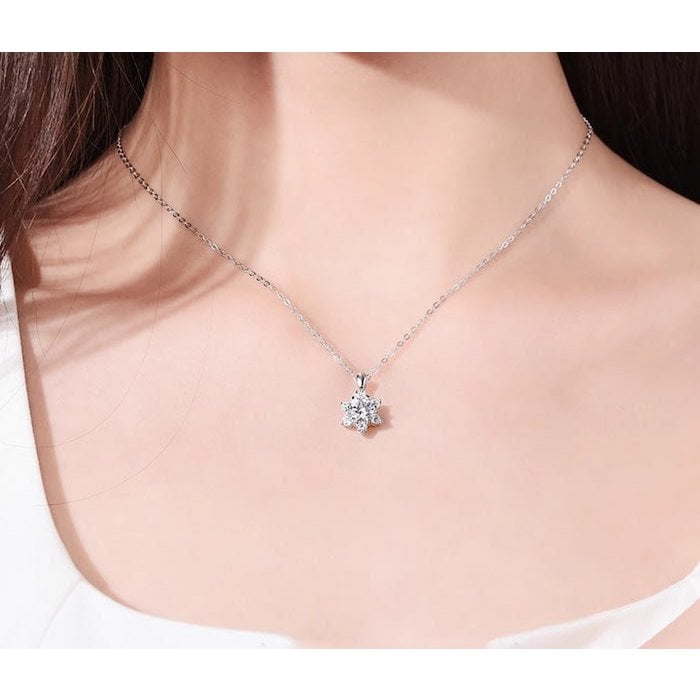 Luxe 1CT Moissanite Sneeuwvlok ketting