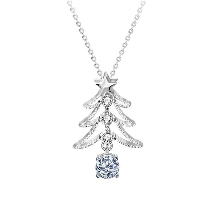 Moissanite kerstboom ketting