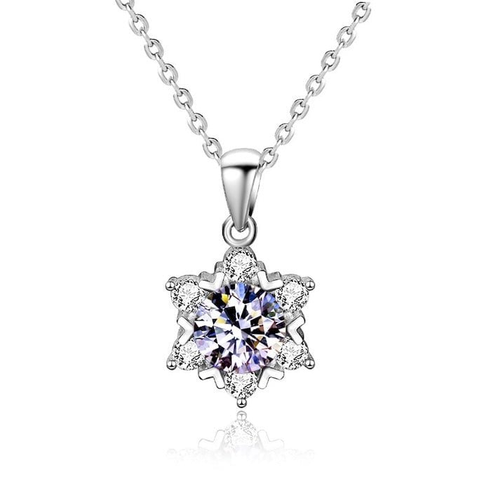 Luxe 1CT Moissanite Sneeuwvlok ketting