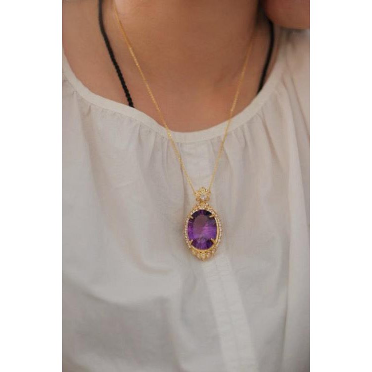 Keizerlijke Amethist Verklaring Hanger Ketting