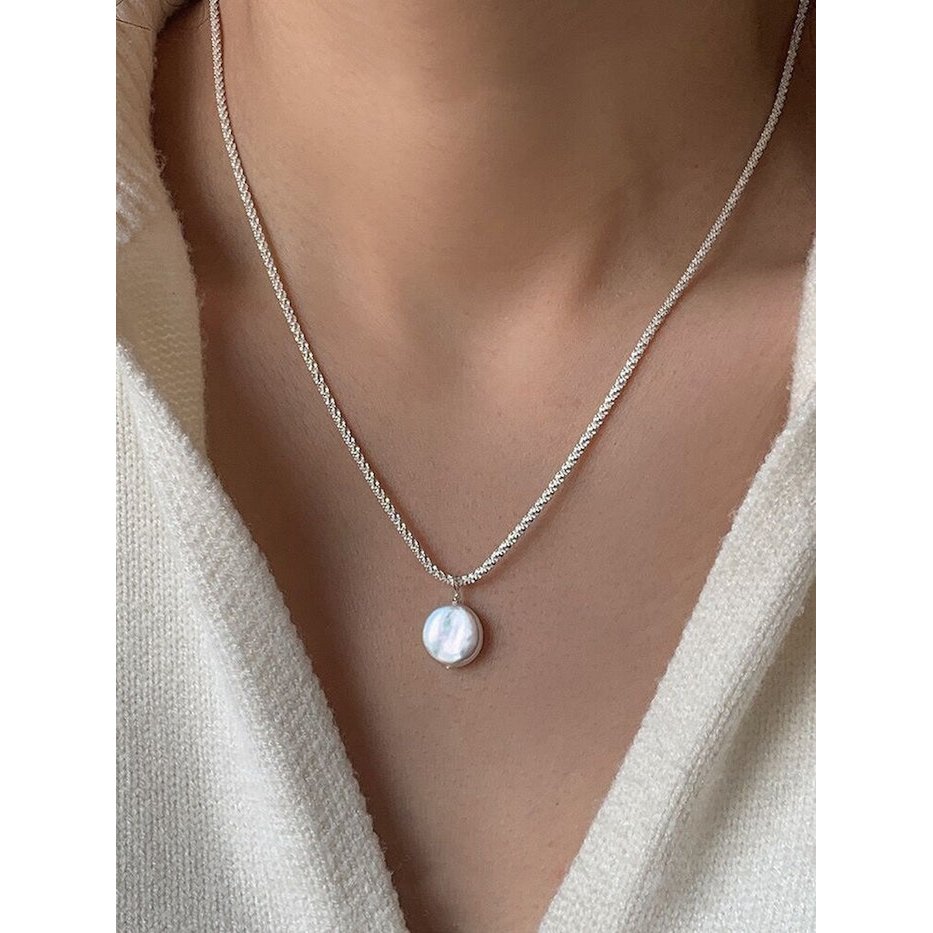 Glitter munt barokke parel hanger ketting