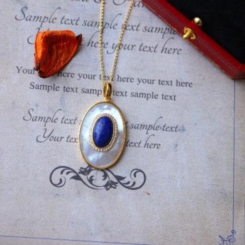 Heirloom Lapis Lazuli & Parelmoer hanger ketting