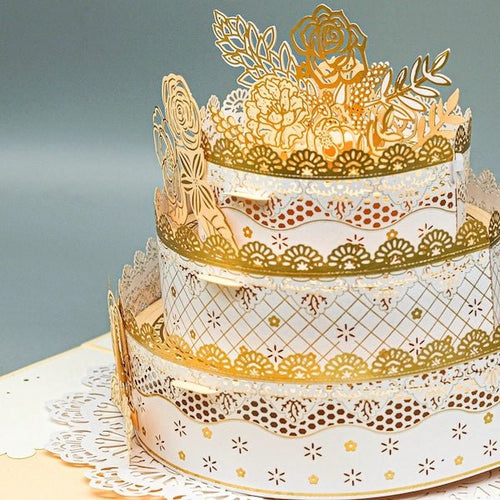 3D-verjaardagskaart - Luxe Lace Cake-ontwerp