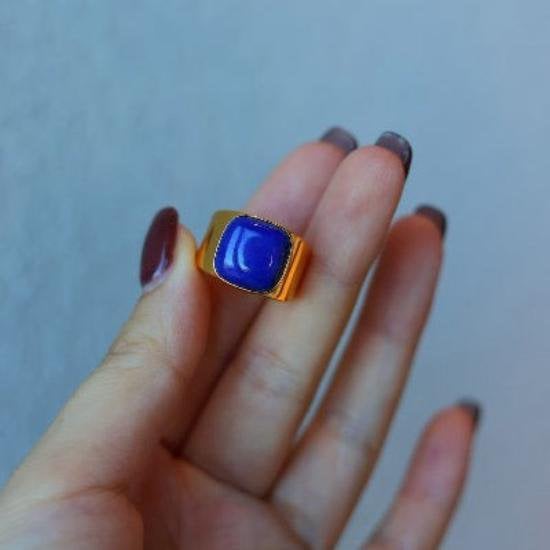 Koninklijke vierkante lapis lazuli statement ring