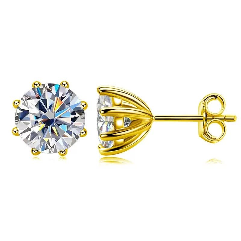 Klassieke Solitaire Moissanite oorbellen-6 klauw & 8 klauw