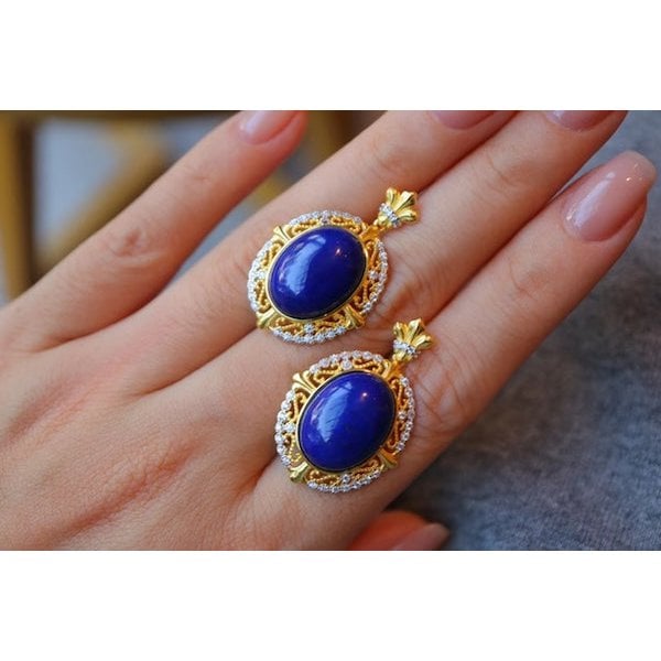 Renaissance Lapis Lazuli verklaring oorbellen