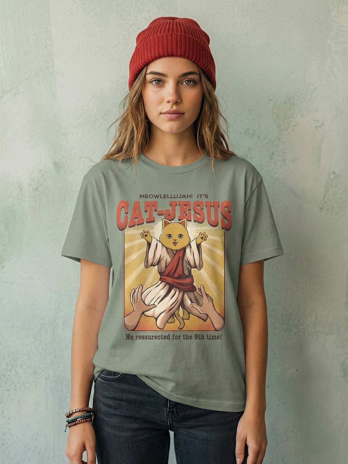 Cat Jesus Tshirt-0