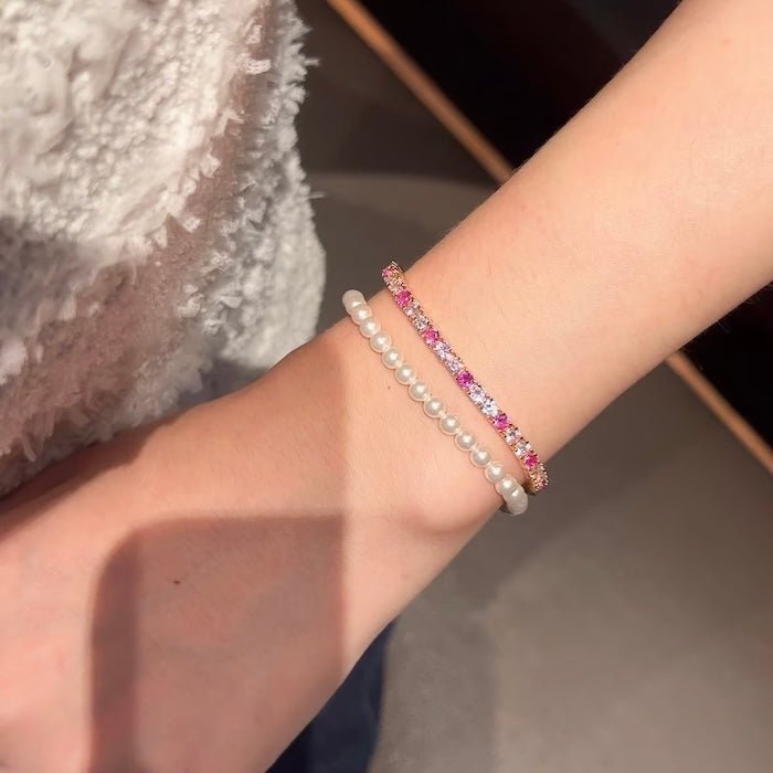 Oogverblindende roze Ombré-tennisarmband