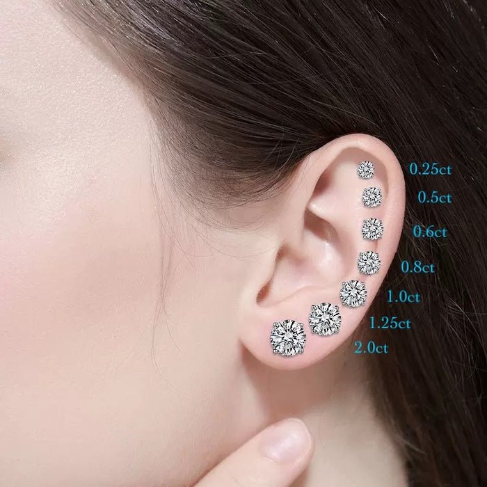 Klassieke Solitaire Moissanite oorbellen-6 klauw & 8 klauw