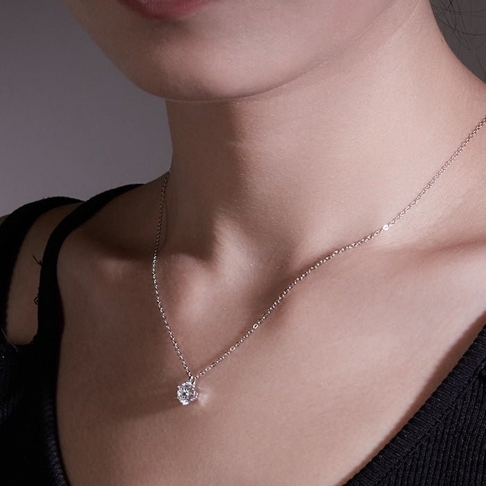 Klassieke 6-klauw Solitaire Moissanite hanger ketting