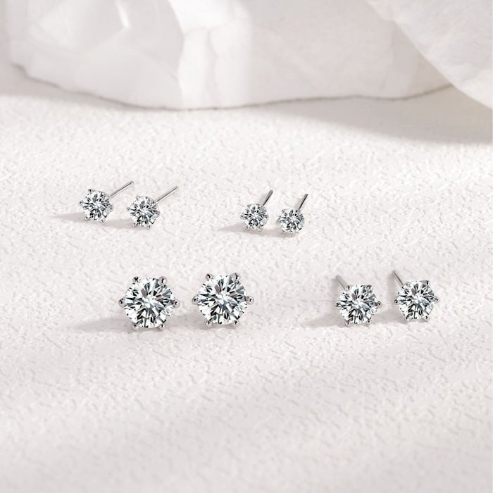 Klassieke Solitaire Moissanite oorbellen-6 klauw & 8 klauw