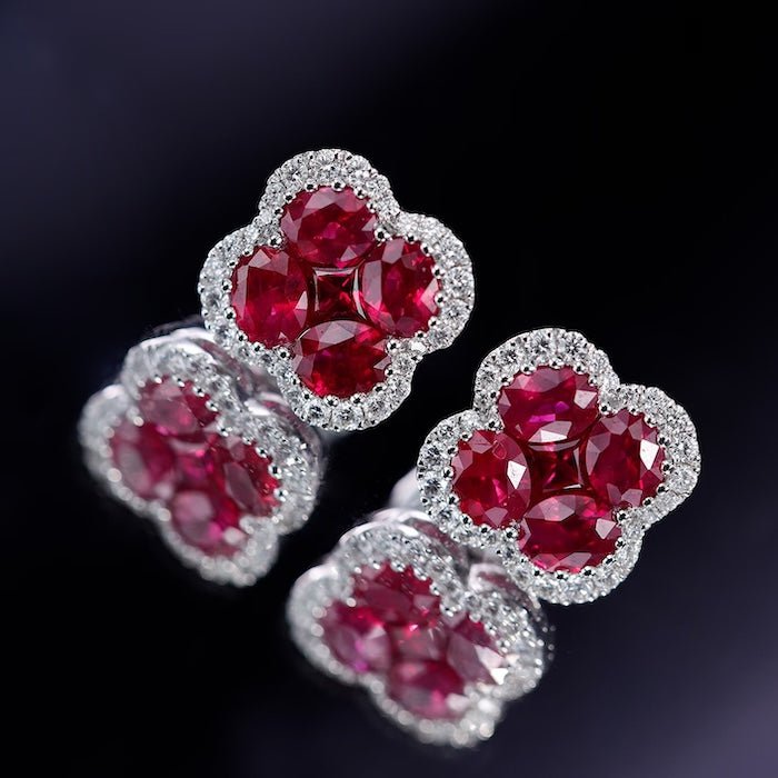 Levendige Ruby bloem sieraden set