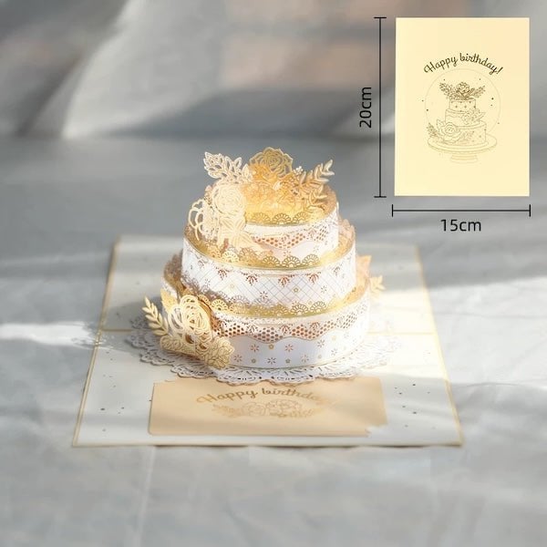 3D-verjaardagskaart - Luxe Lace Cake-ontwerp