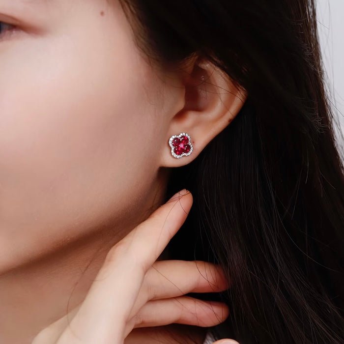 Levendige Ruby bloem sieraden set