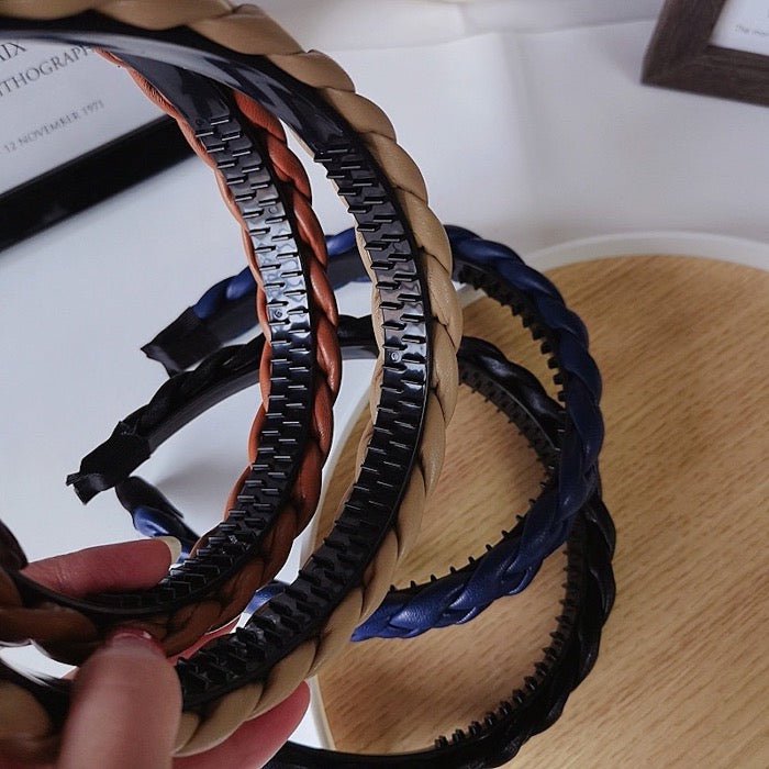 Gevlochten hoofdband in leerlook