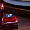 Vintage saffier Halo Stud Oorbellen – echte saffier