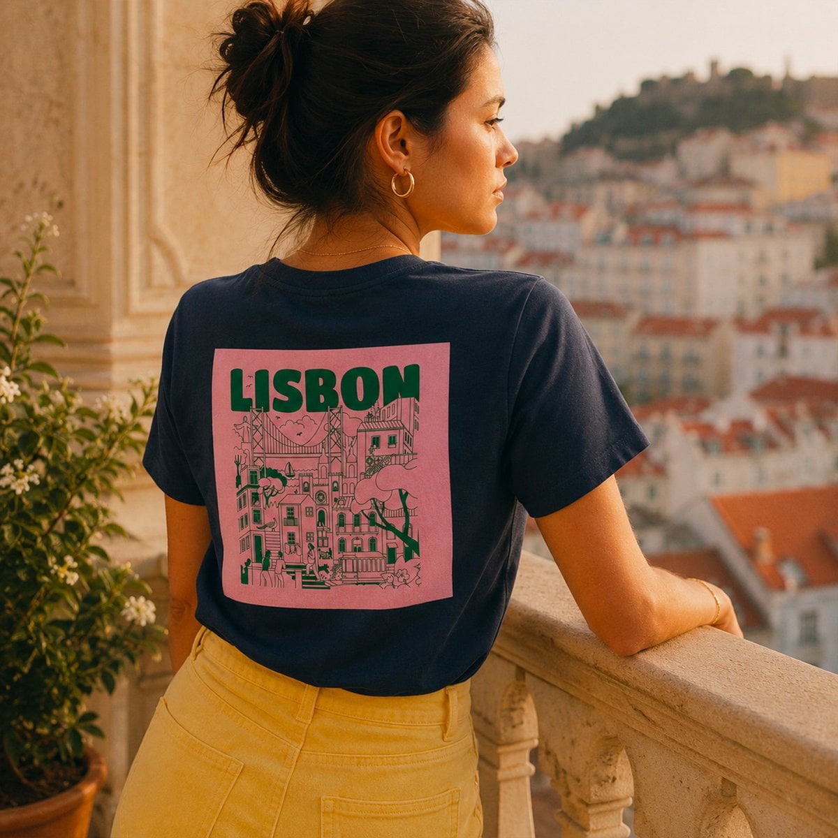 Lissabon marineblauw T-shirt