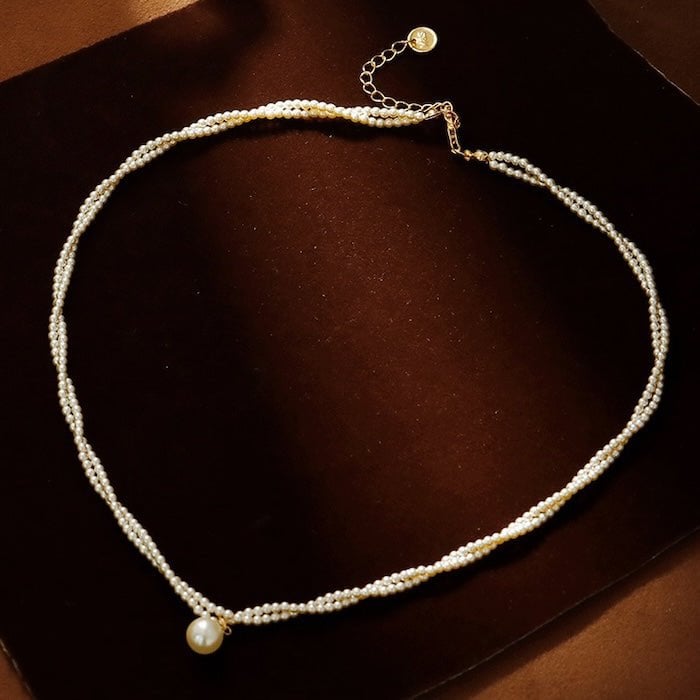 Dubbele streng parel kralen ketting