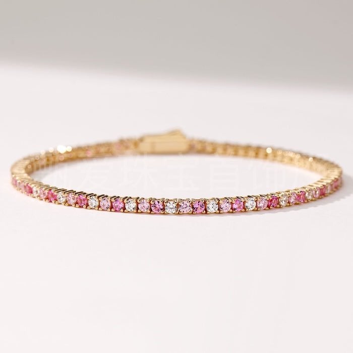 Oogverblindende roze Ombré-tennisarmband