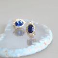 Saffierlook blauwe kristallen oorbellen