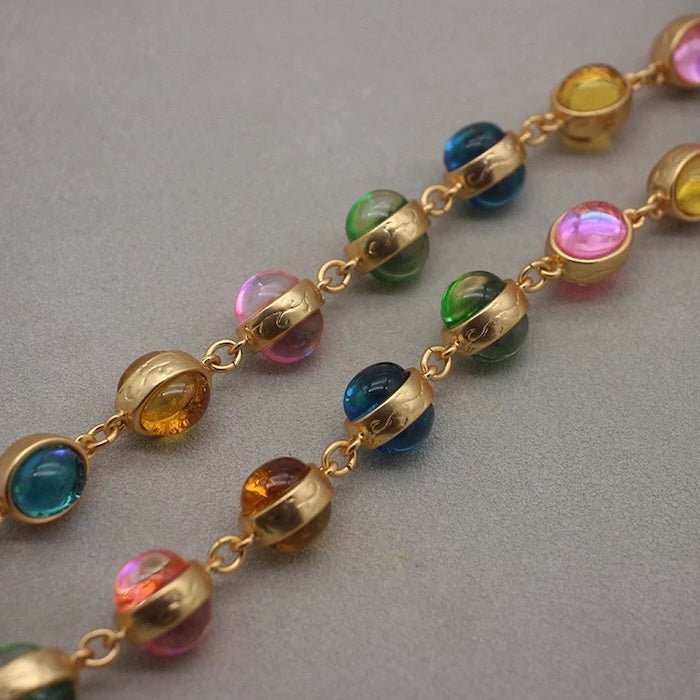 Vintage regenboog glazen stenen sieradenset