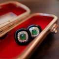 Vintage zwarte Onyx Halo oorstekers