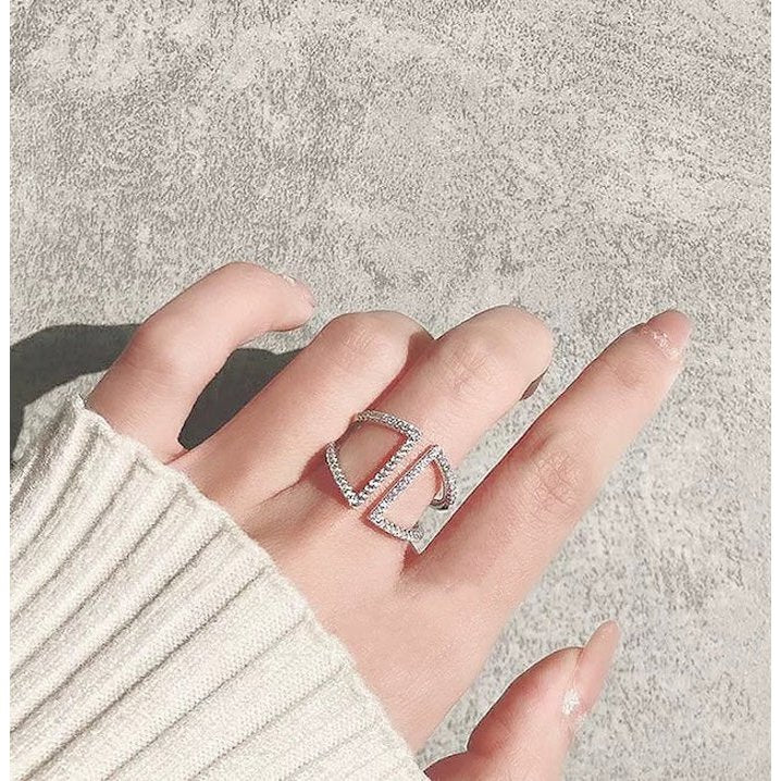 Geometrische Pavé Open Ring