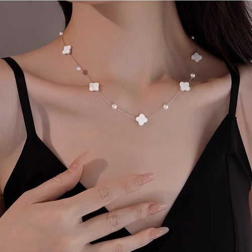 Dikke parelketting armbandenset