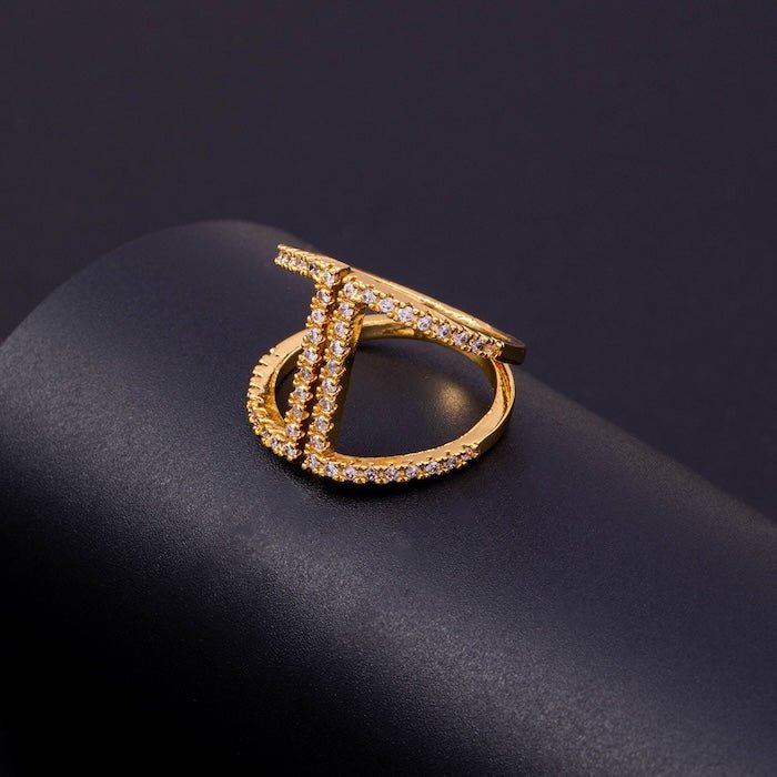 Geometrische Pavé Open Ring