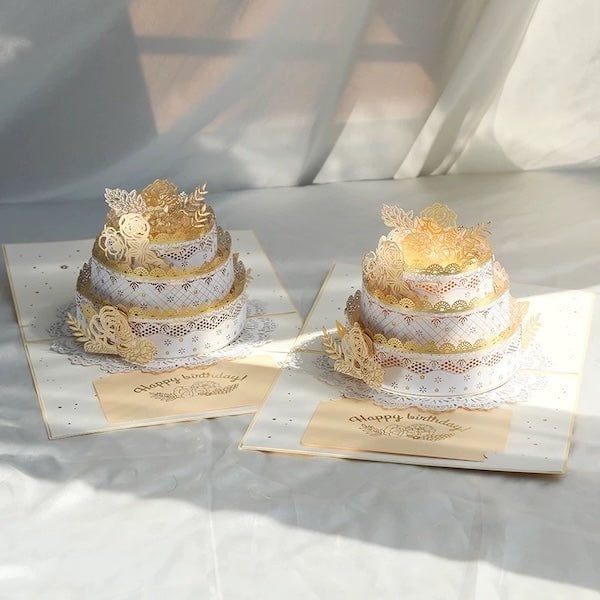 3D-verjaardagskaart - Luxe Lace Cake-ontwerp