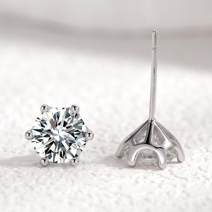 Klassieke Solitaire Moissanite oorbellen-6 klauw & 8 klauw