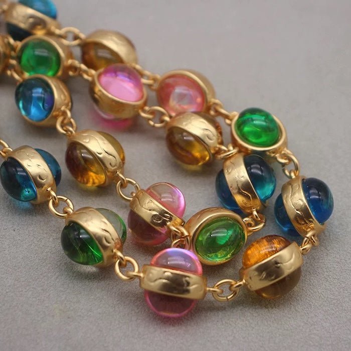 Vintage regenboog glazen stenen sieradenset