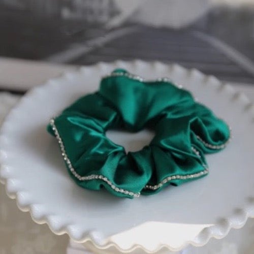 100% zijde oogverblindende haarscrunchie - 19 mm - diamantversiering