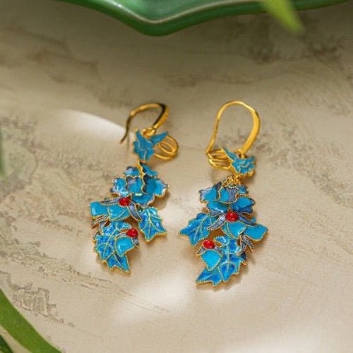 Dynastie Cloisonné Phoenix & bloem oorbellen