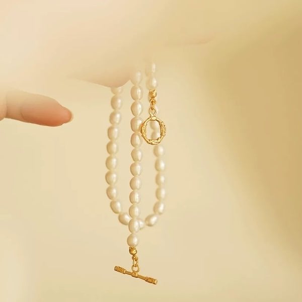 Tijdloze parel Toggle ketting