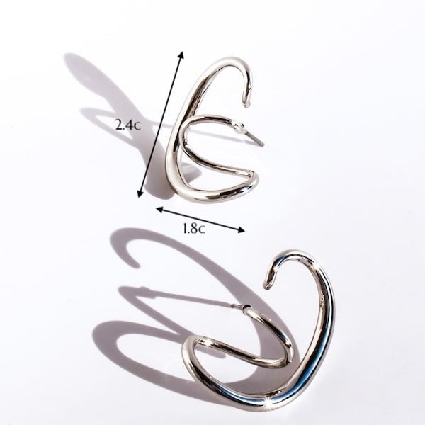 Geometrische werveldijn Silver oorbellen-één paar
