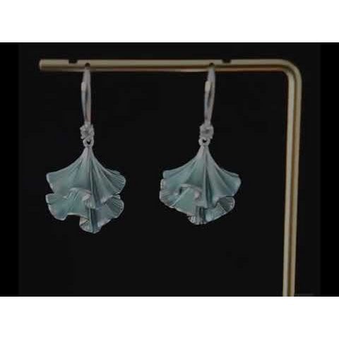 Ginkgo blad rok oorbellen-blauw & paars