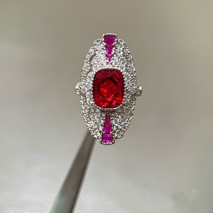 Art Deco stijl Ruby statement ring